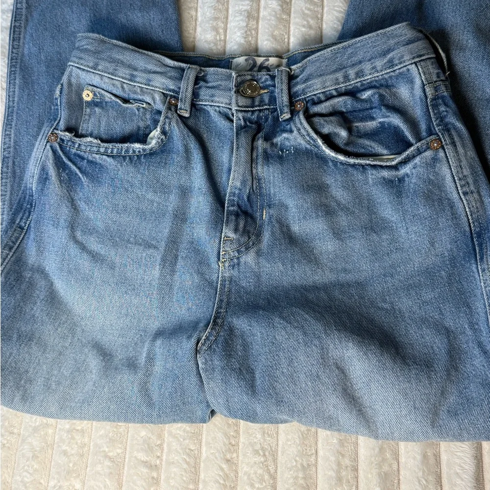 We The Free Free People Busted Knee High Rise Jeans Light Wash 26